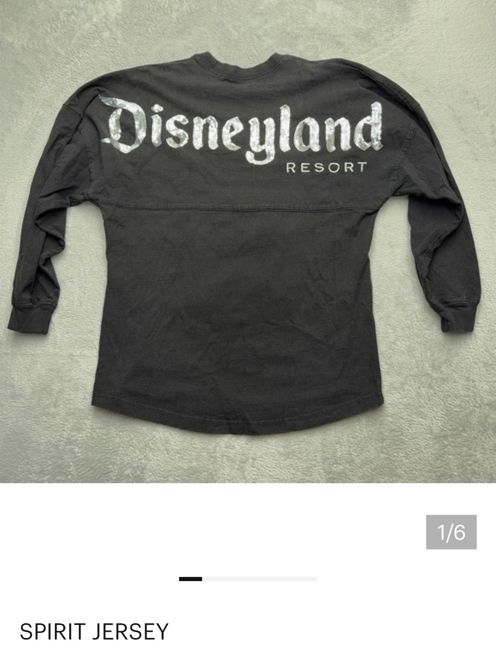 Disney Black Long Sleeve Kids Spirit Jersey with Silver Disneyland Logo